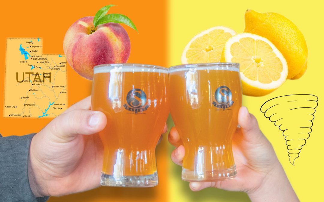 Peach Beer in pint glasses