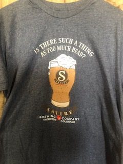 Satire Brewing Company Gray Too Much Head T-shirt