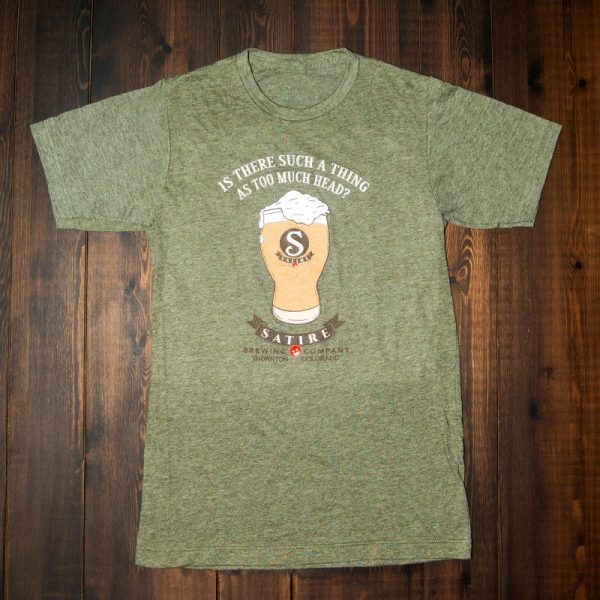 Satire Brewing Company Too Much Head Green t-shirt