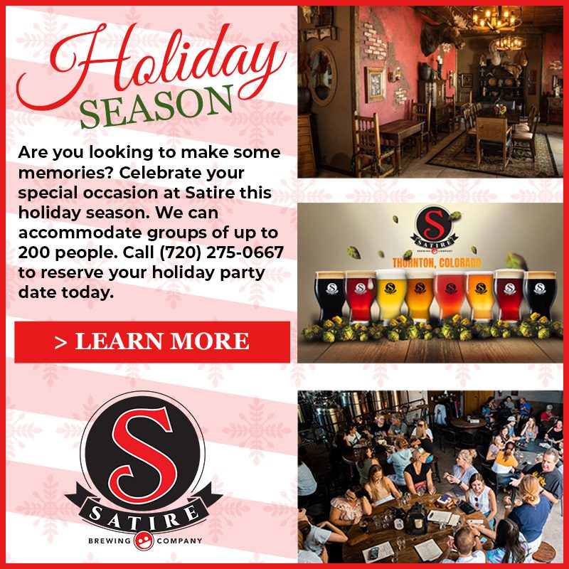 Book your holiday party at Satire Brewing Company Denver Colorado